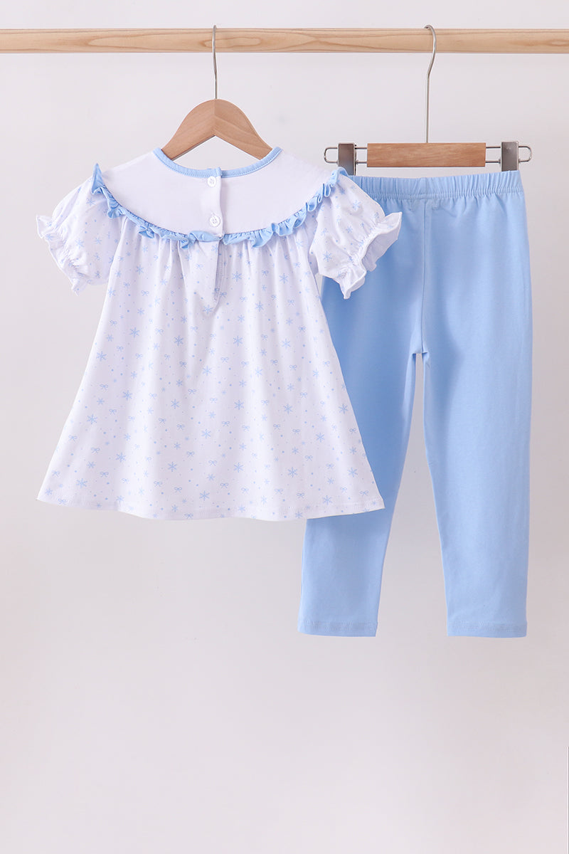 Premium Blue Snow Bow Pants Set