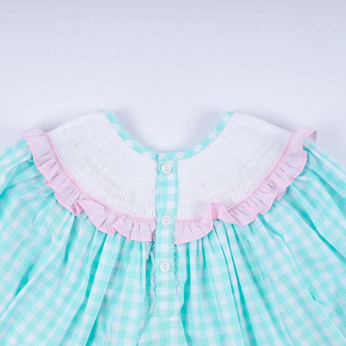 Mint Christmas Nutcracker Hand Smocked Gingham Ruffle Pants Set - Whimsical Holiday Style for Girls