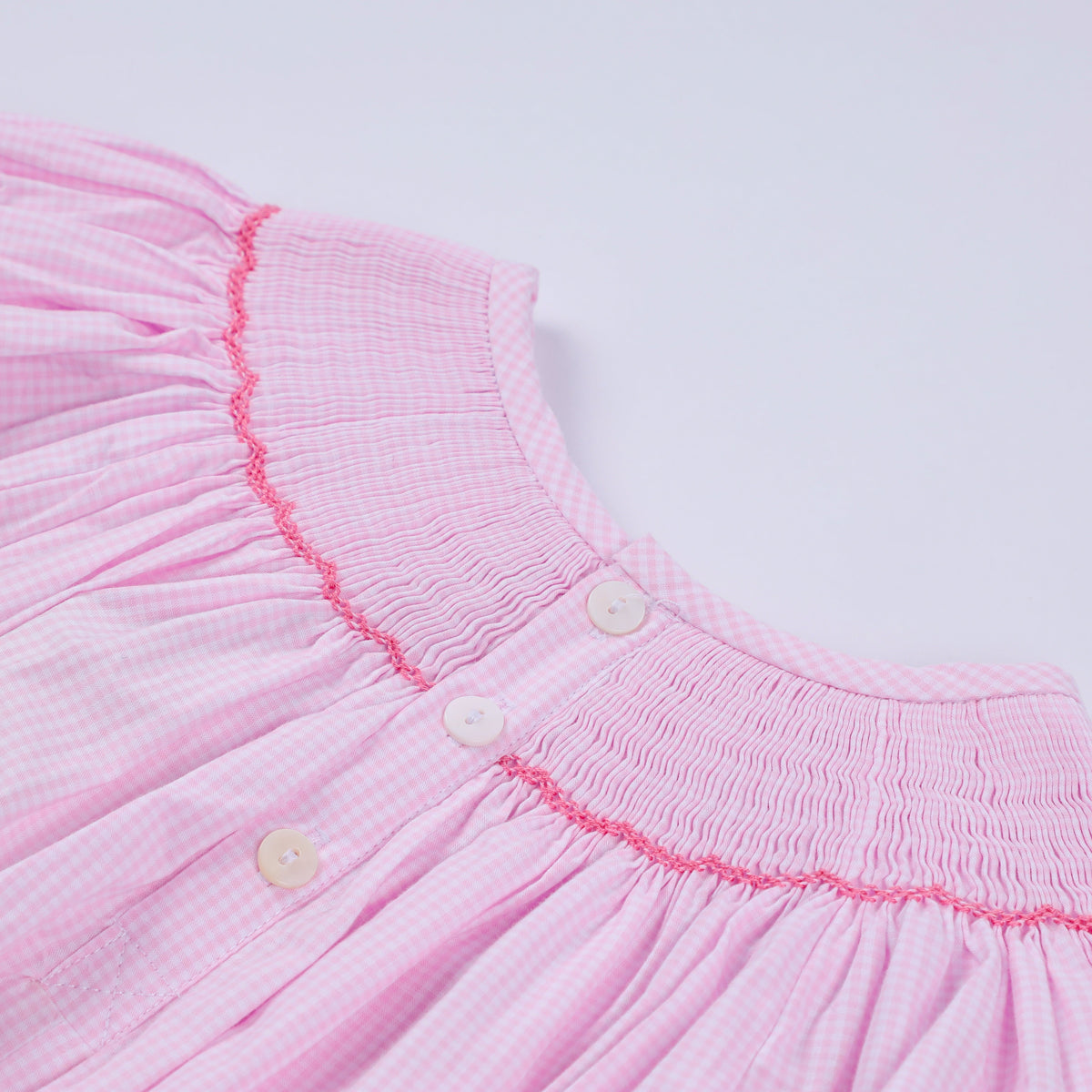 Pink Christmas Tree Hand Smocked Ruffle Romper - Whimsical Holiday Style for Baby Girls