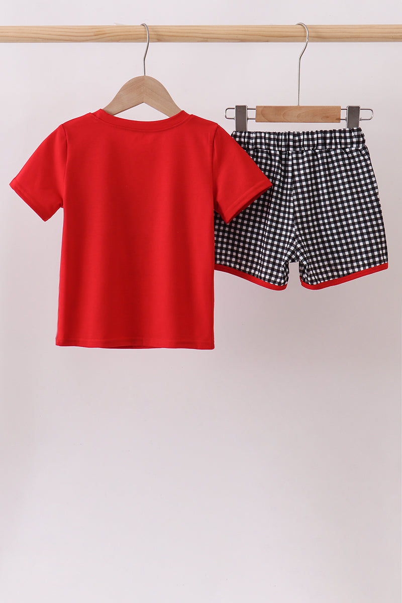 Red Georgia Appliqué Shorts Set - Sweet & Spirited Little Girl Style