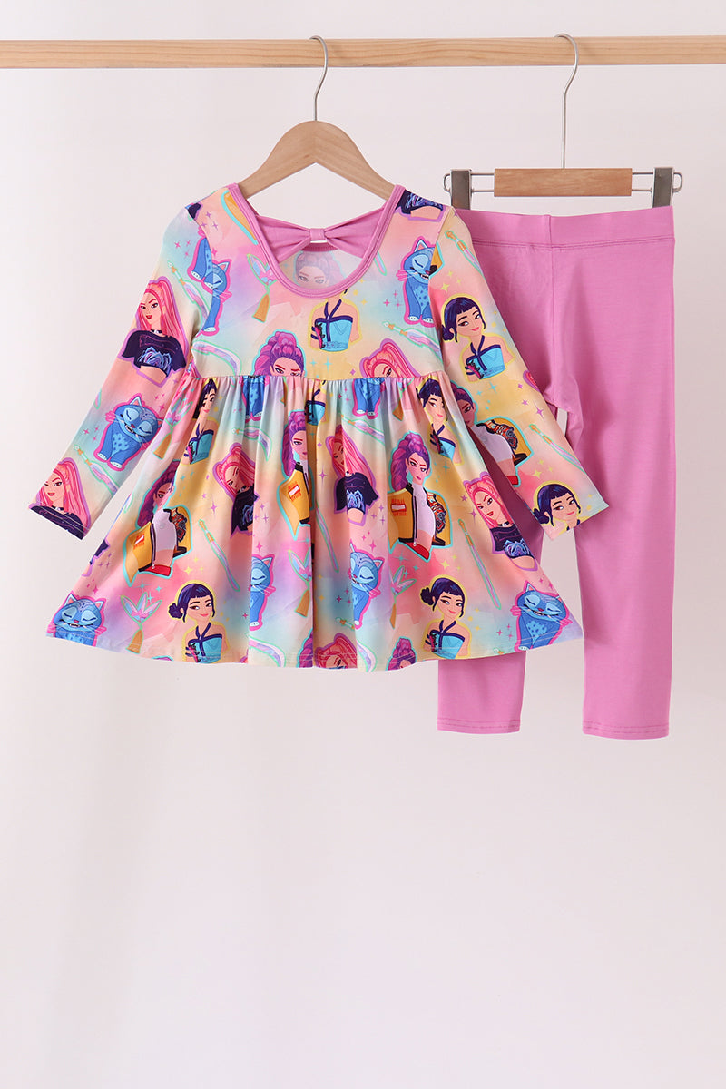 Purple Princess Bamboo Pants Set - Soft & Regal Style for Little Girls