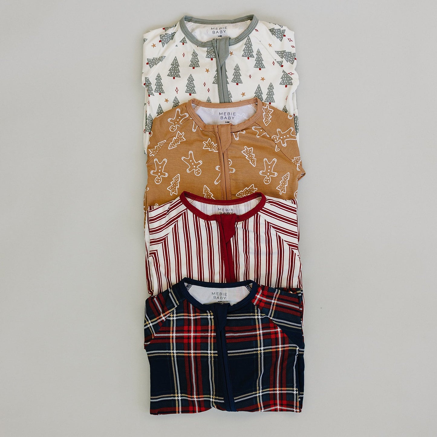 Gingerbread Bamboo Zipper Footie Pajamas by Mebie Baby
