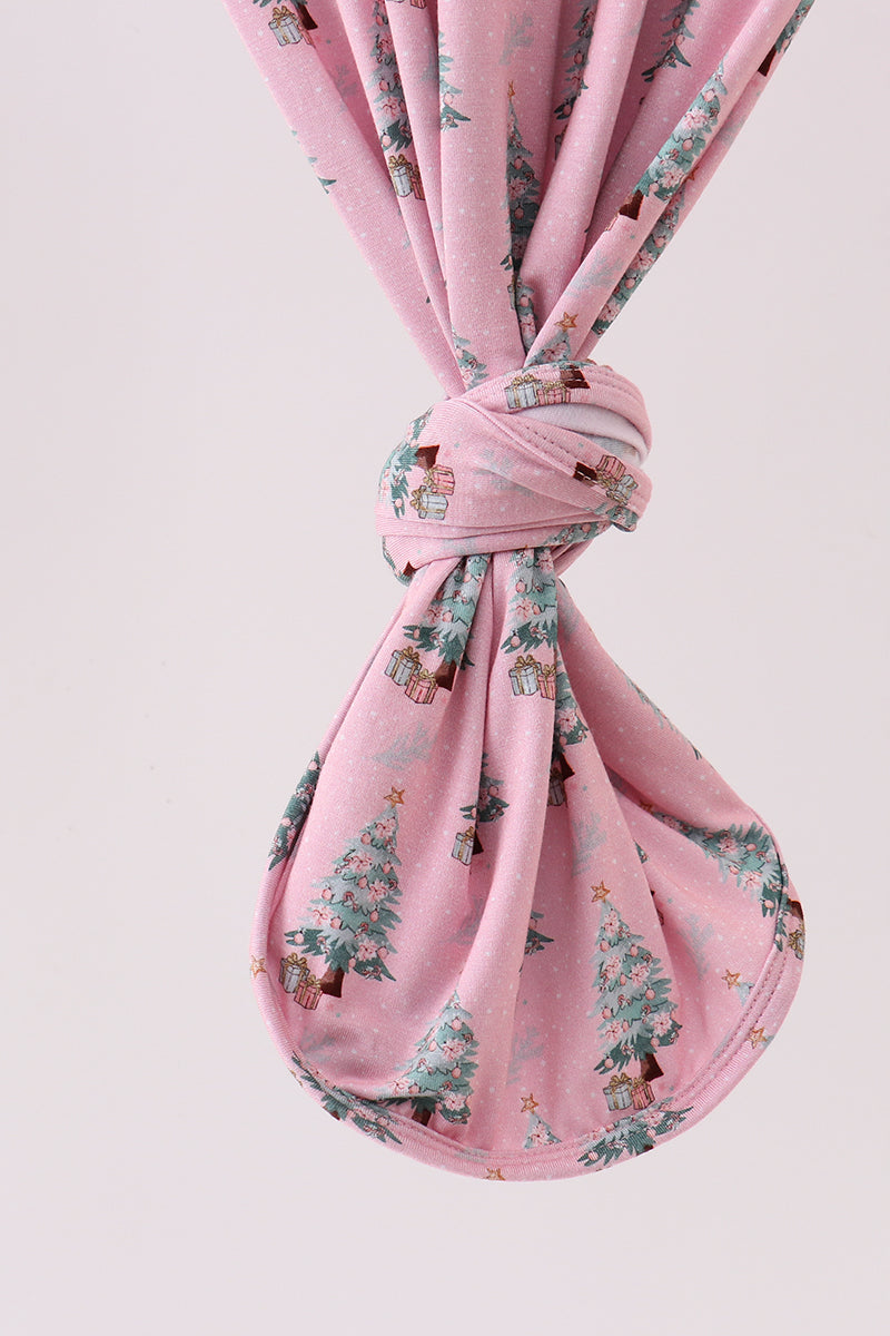 Pink Christmas Tree Bamboo Gown - Sweet Holiday Sleepwear for Baby Girls