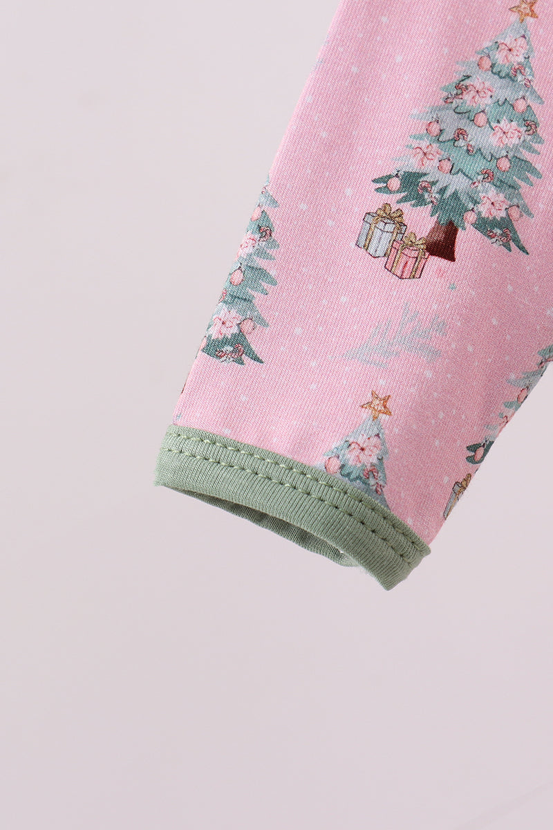 Pink Christmas Tree Bamboo Gown - Sweet Holiday Sleepwear for Baby Girls