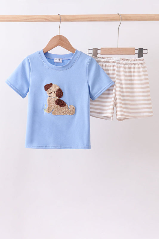 Puppy Love Stripe Boutique Shorts Set