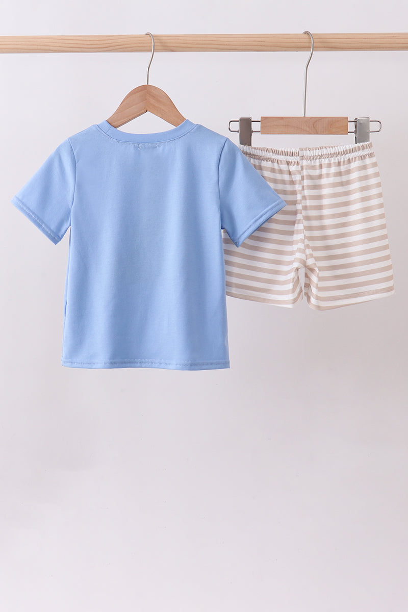 Puppy Love Stripe Boutique Shorts Set