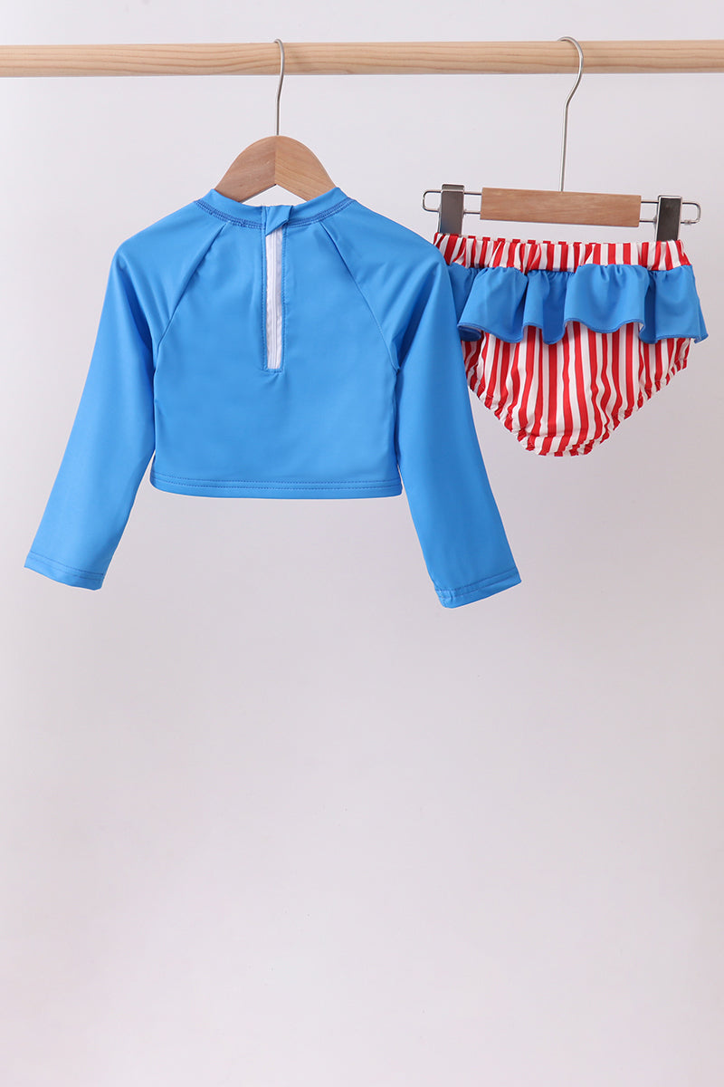 Blue Bow Sequin 2-Piece Swimsuit