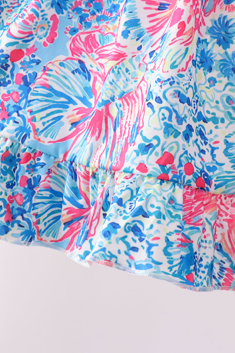 Pink Tropical Ruffle Shorts Set
