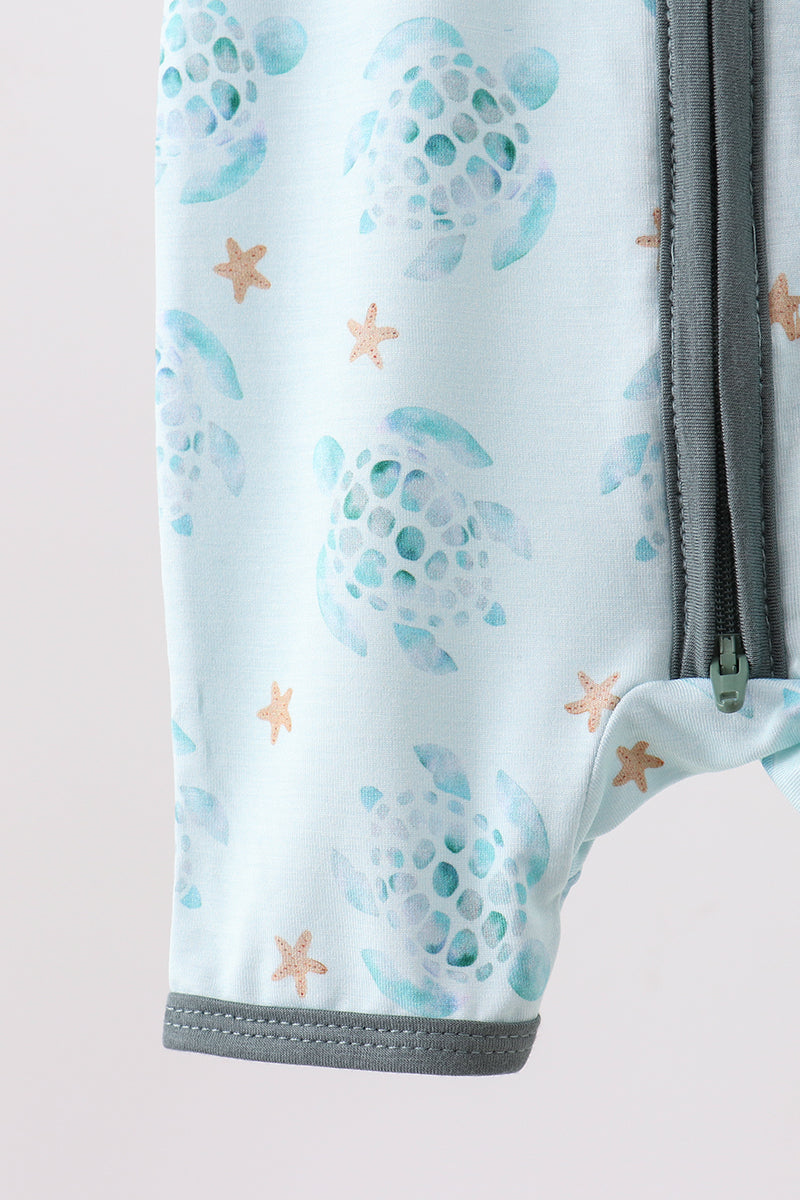 Blue Turtle Bamboo Romper by Abby & Evie