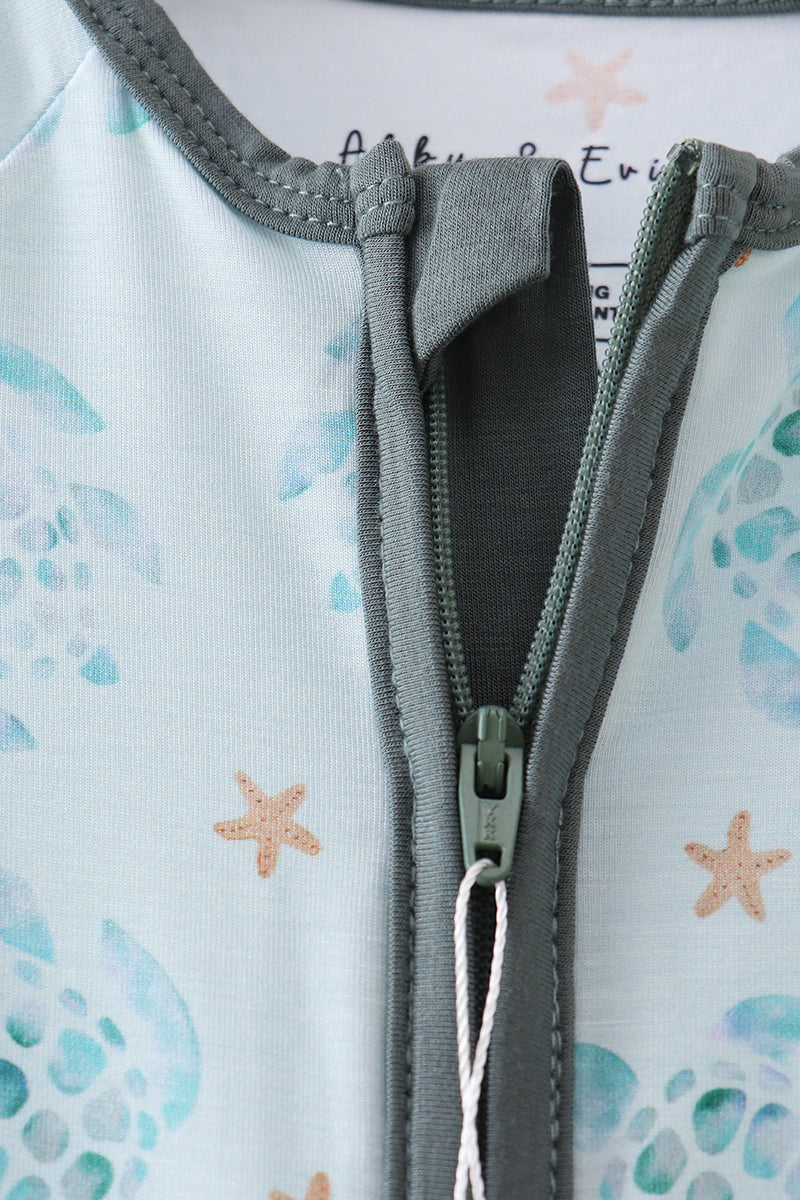 Blue Turtle Bamboo Romper by Abby & Evie