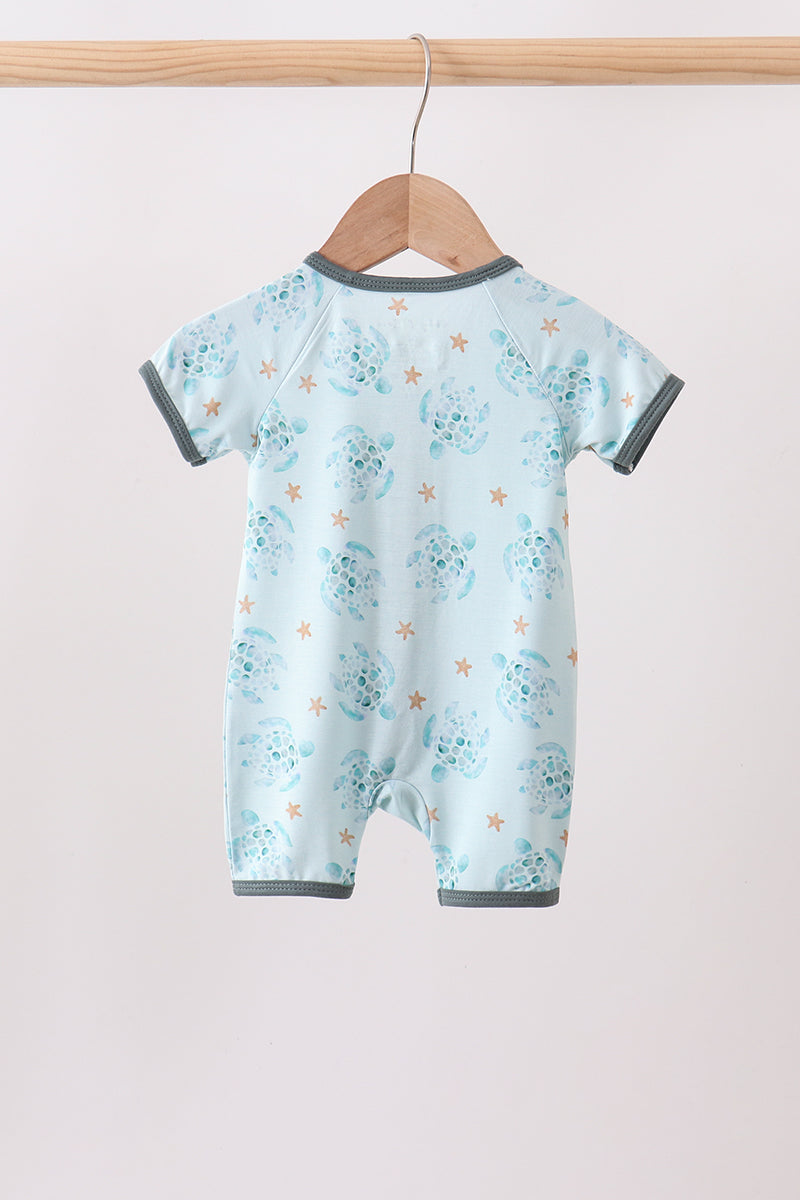 Blue Turtle Bamboo Romper by Abby & Evie