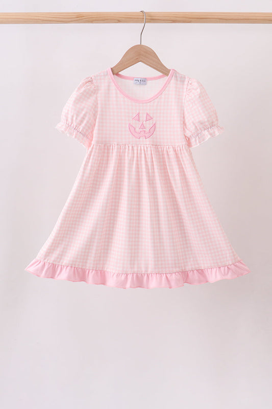 Pink Jack-O-Lantern Applique Dress – Cute Girls Halloween Dress