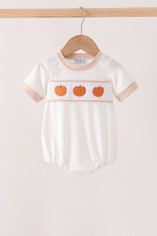 Khaki Pumpkin Embroidery Bubble - Sweet & Soft Baby Girl Style