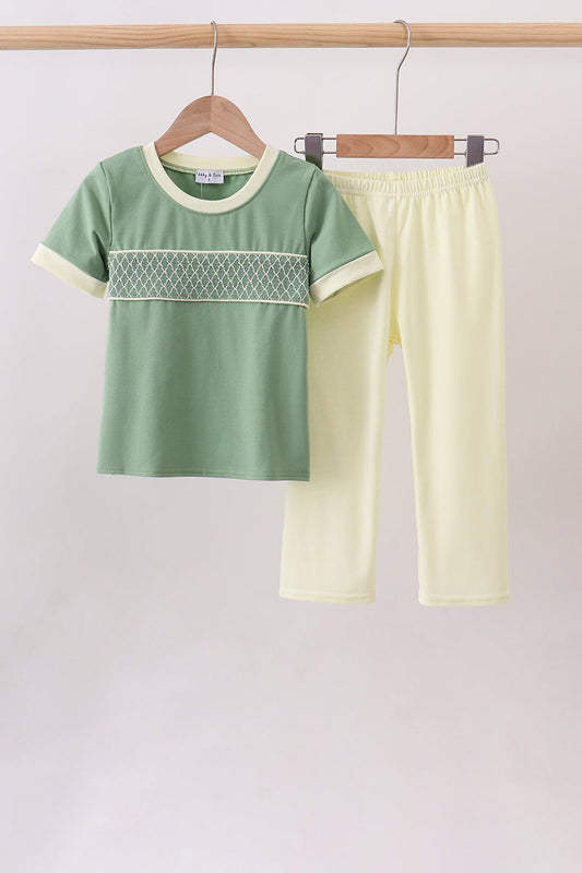 Sage Smocked Pants Set - Effortlessly Cute Little Girl Look