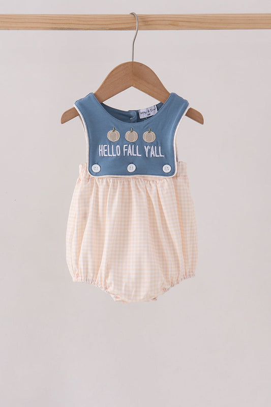 Blue Hallo Fall Y'All Pumpkin Bubble - Sweet & Soft Baby Girl Style