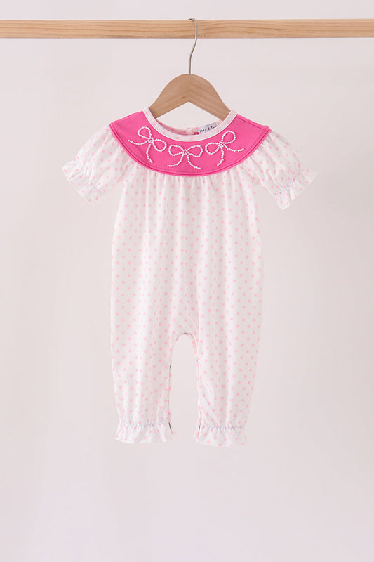 Pink Bow Pearl Romper - Sweet & Soft Baby Girl Style
