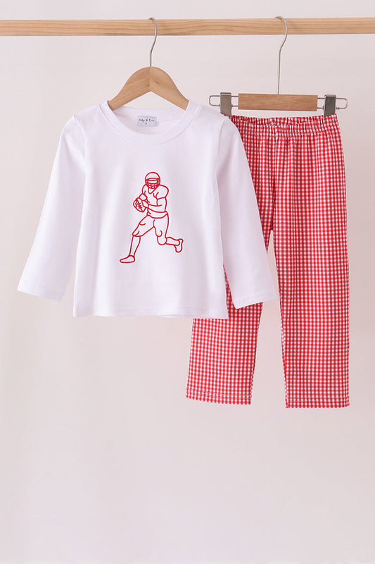Red Football Embroidery Pants Set - Adorable Baby Boy Look