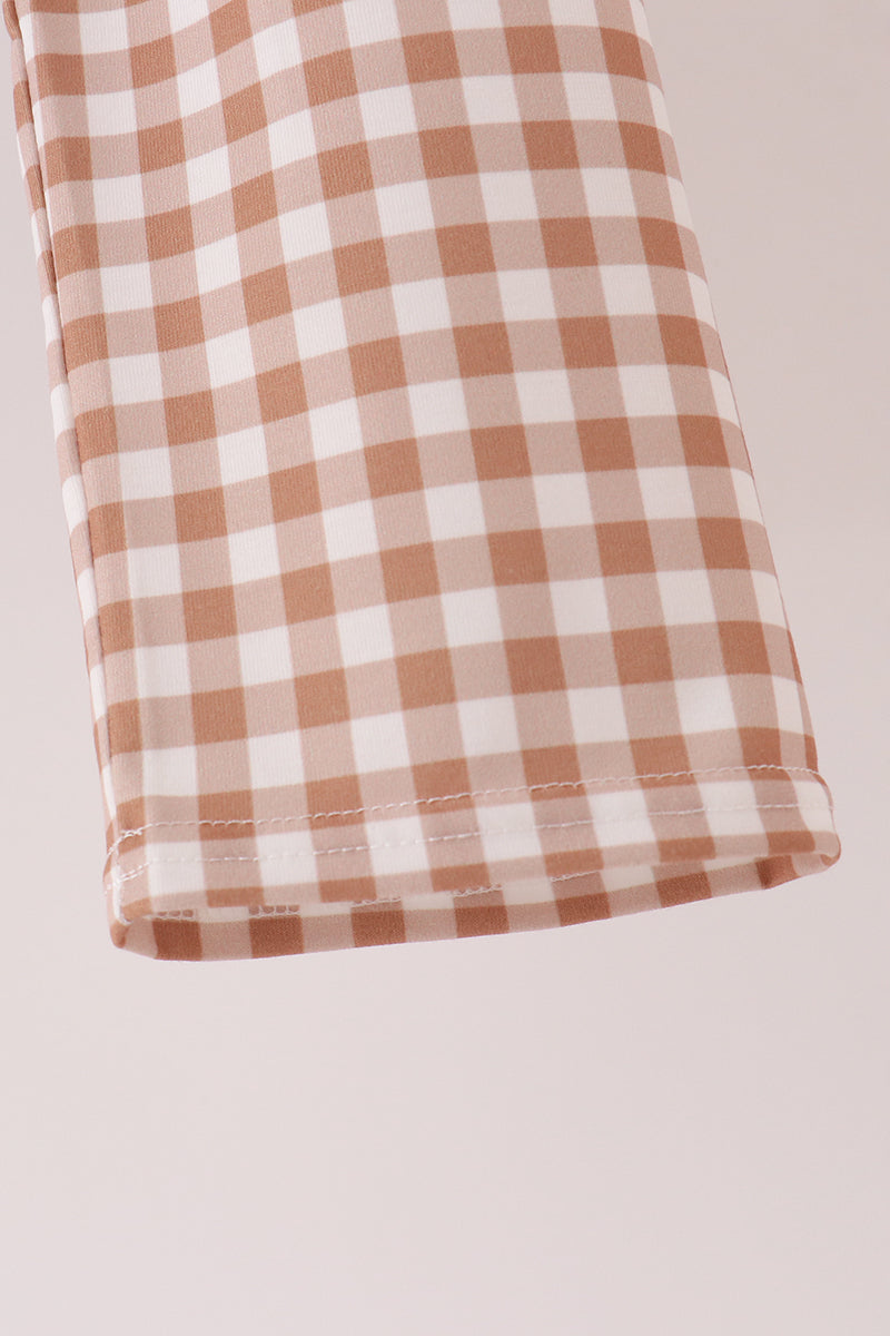 Blue Gingham Turkey & Pumpkin Pants Set - Sweet Fall Style for Boys