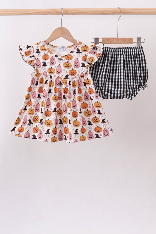 Pumpkin Ruffle Bloomer Set – Fall & Halloween Girls Two-Piece