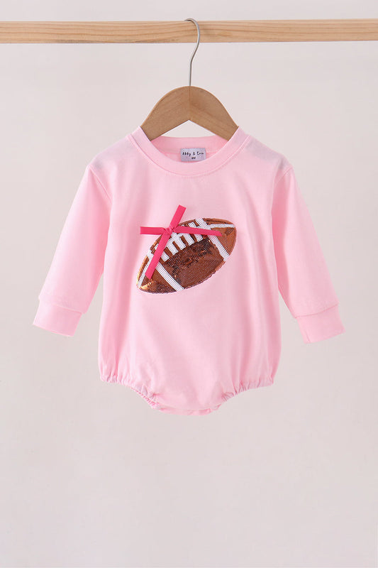 Pink Football Bow Sequin Bubble - Sweet & Sporty Baby Girl Style