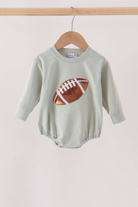 Sage Football Sequin Bubble - Sweet & Soft Baby Girl Style
