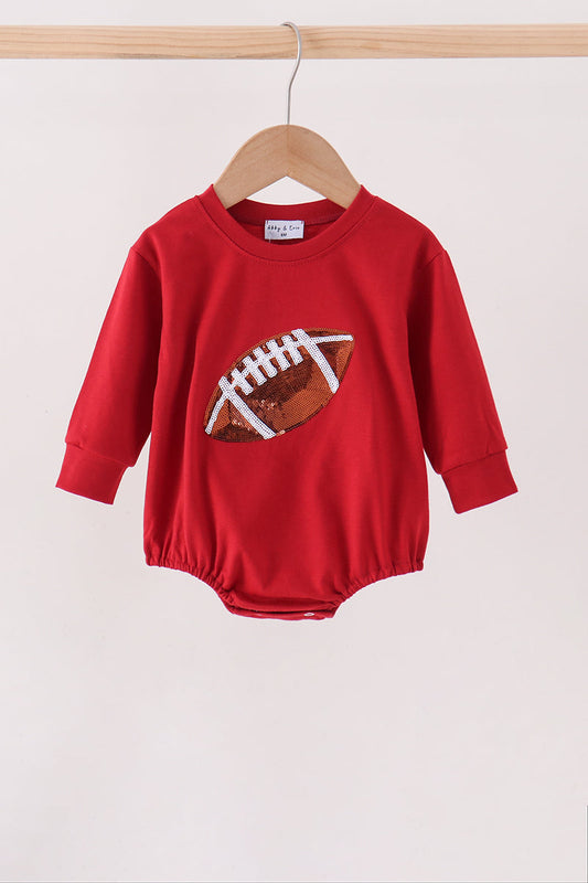 Maroon Football Sequin Bubble - Sweet & Soft Baby Girl Style