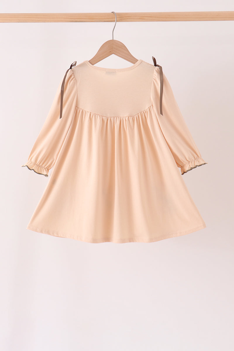 Khaki Floral Smocked Dress - Sweet Everyday Style for Girls