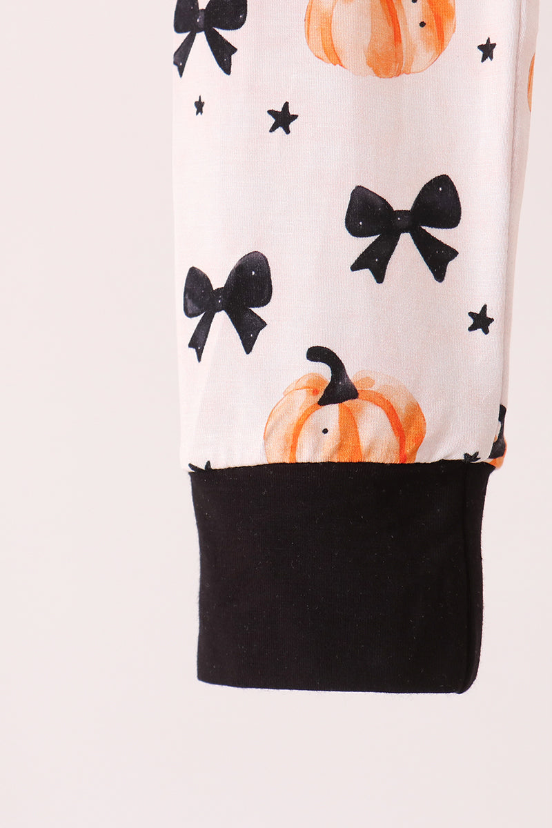 Bow Pumpkin Bamboo Pajama Set - Cozy Fall Nights for Girls