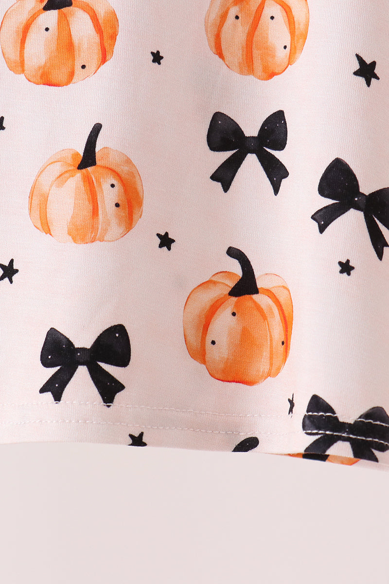 Bow Pumpkin Bamboo Pajama Set - Cozy Fall Nights for Girls