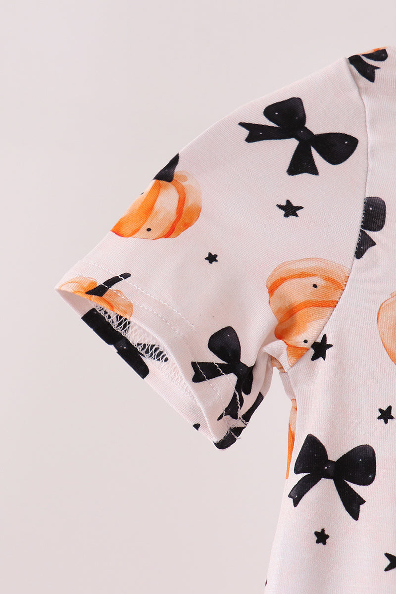 Bow Pumpkin Bamboo Romper - Sweet Fall Style for Little Ones