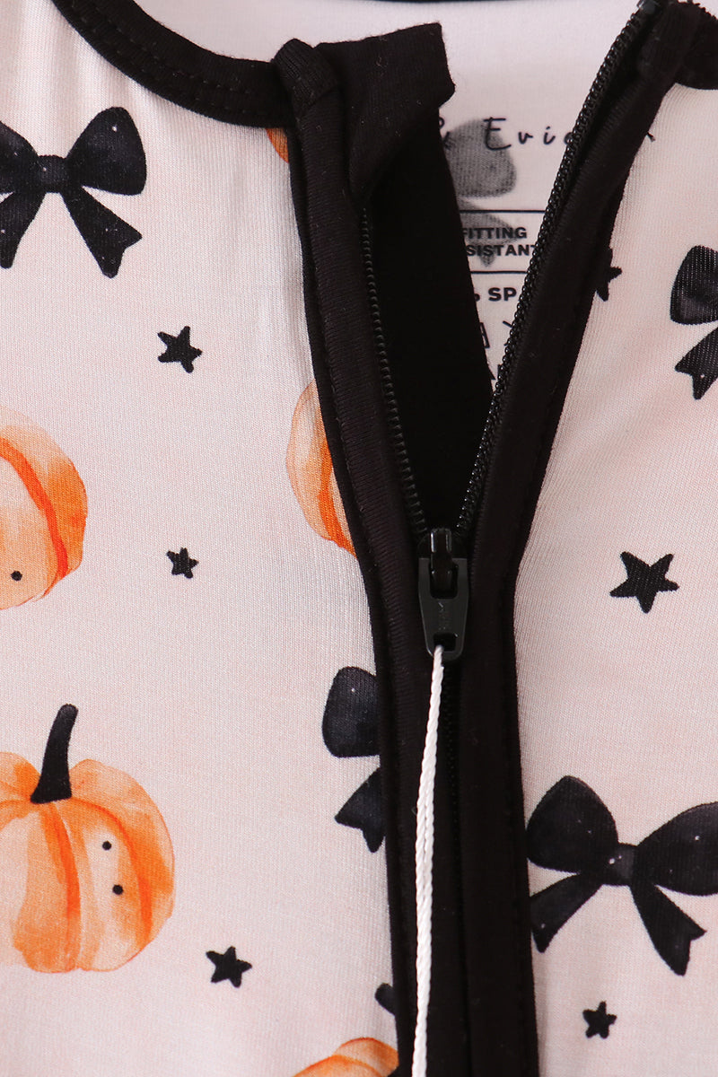 Bow Pumpkin Bamboo Romper - Sweet Fall Style for Little Ones