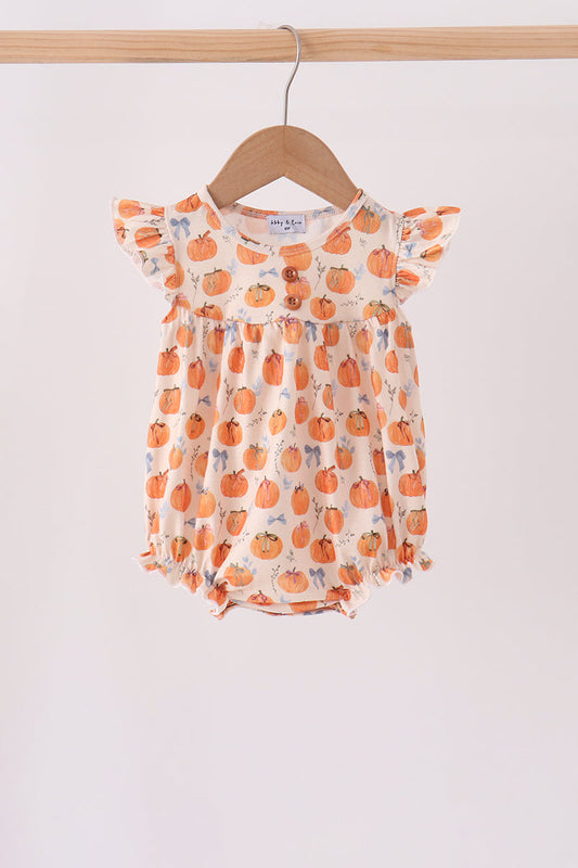 Pumpkin Bow Ruffle Bubble - Sweet & Soft Baby Girl Style