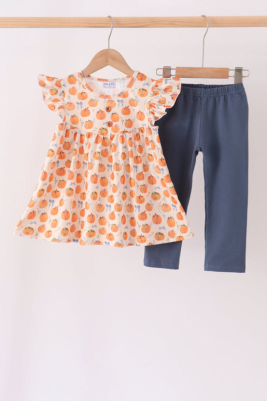 Pumpkin Bow Ruffle Pants Set - Perfect for Little Ones