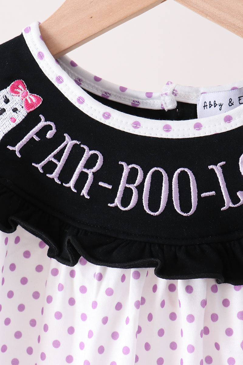 Black Ghost Embroidery Bloomer Set - Spooky Sweet Halloween Style for Girls