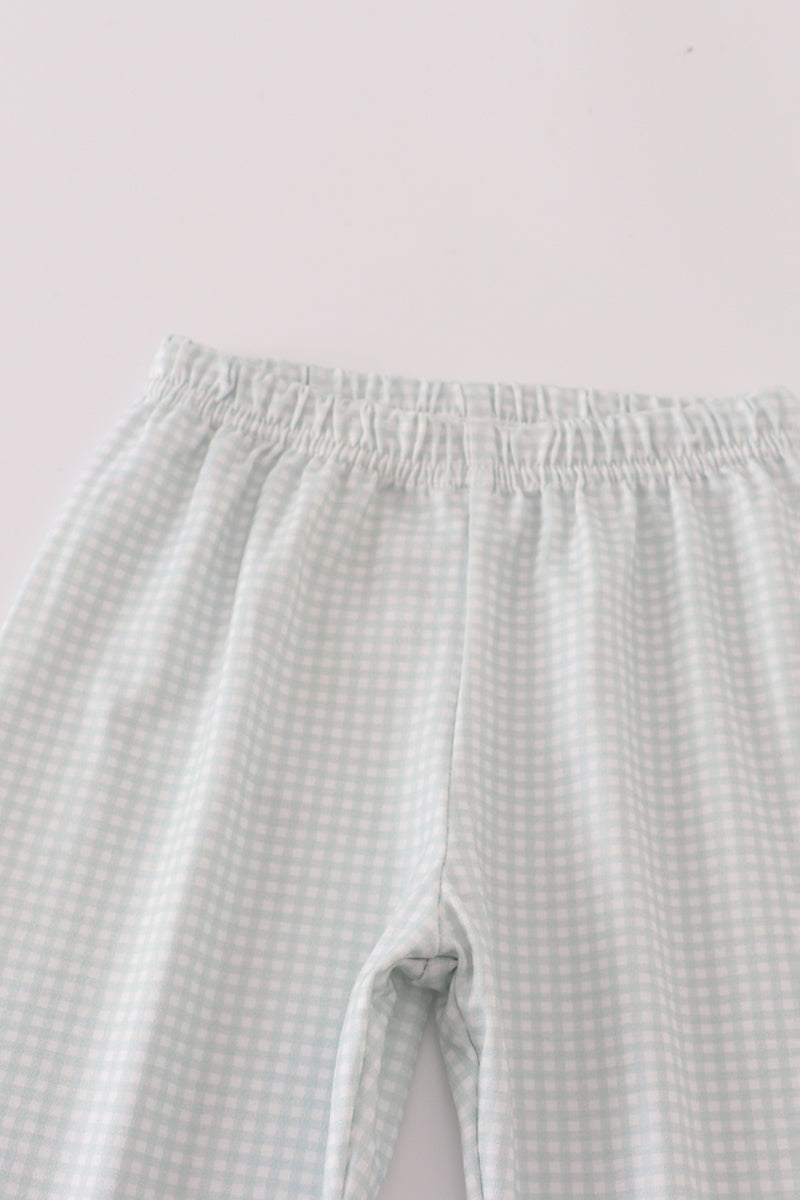 Blue Boots Embroidery Pants Set