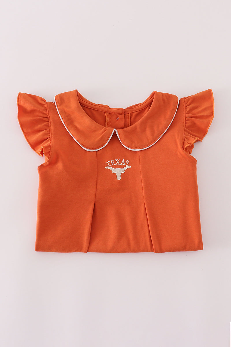Rust Texas Embroidery Ruffle Pants Set