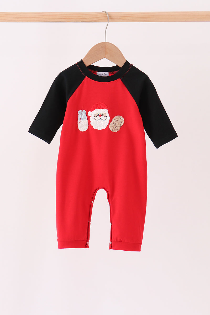 Red Santa Milk & Cookies French Knot Romper - Sweet Christmas Style for Baby Boys