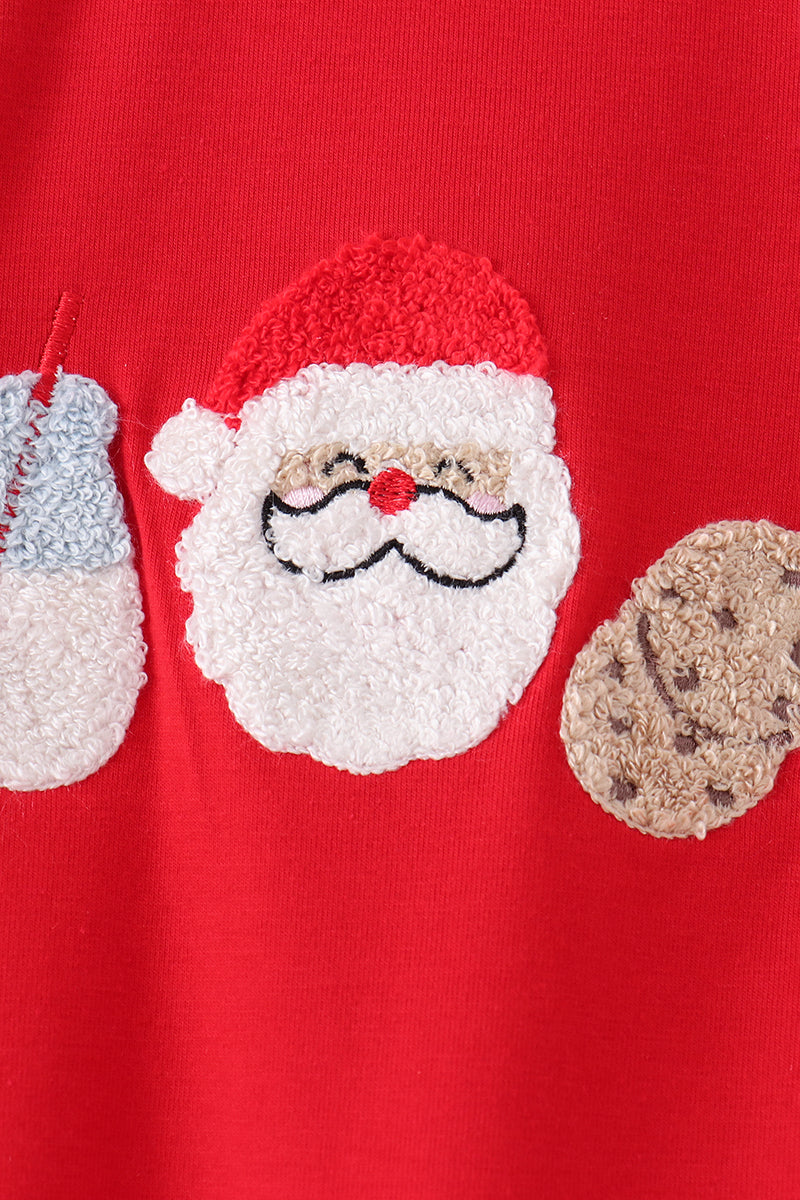 Red Santa Milk & Cookies French Knot Romper - Sweet Christmas Style for Baby Boys