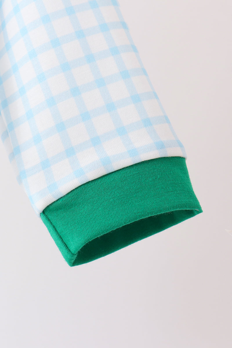Blue Plaid Gingerbread Embroidered Romper - Sweet Christmas Style for Baby Boys