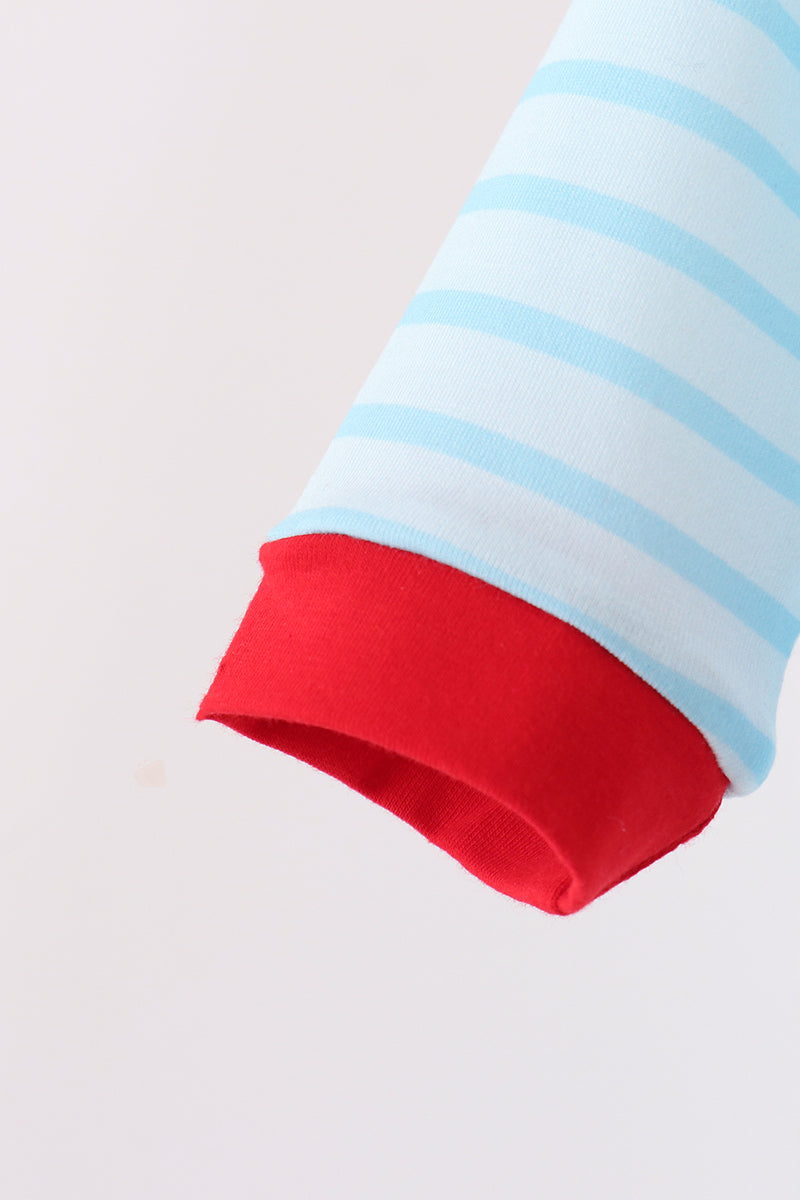 Blue Santa Milk & Cookies Stripe Romper - Sweet Christmas Style for Baby Boys