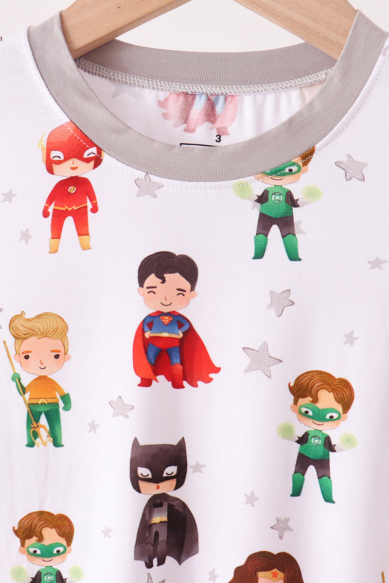 Grey Trim Superhero Character Bamboo Pajama Set - Cozy Nights for Little Boys