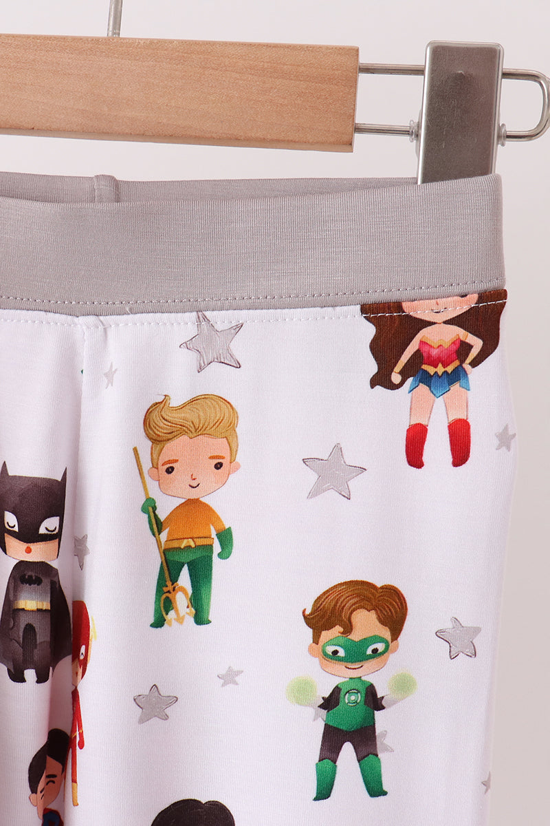 Grey Trim Superhero Character Bamboo Pajama Set - Cozy Nights for Little Boys