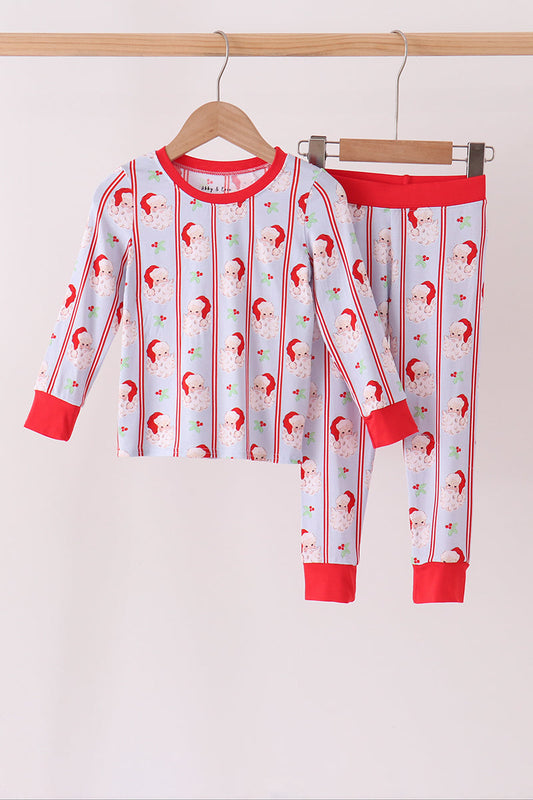 Blue Santa Claus Bamboo Pajama Set - Sweet Christmas Comfort for Little Boys
