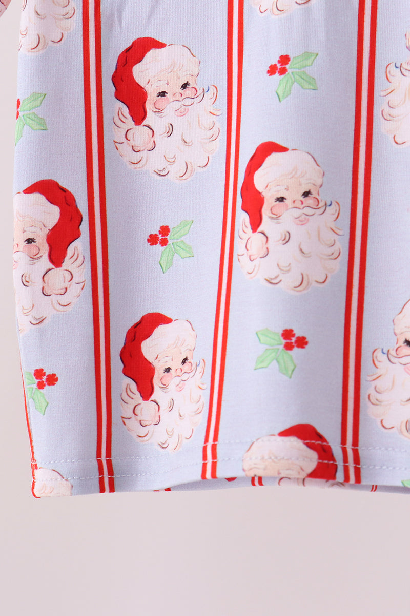 Blue Santa Claus Bamboo Pajama Set - Sweet Christmas Comfort for Little Boys