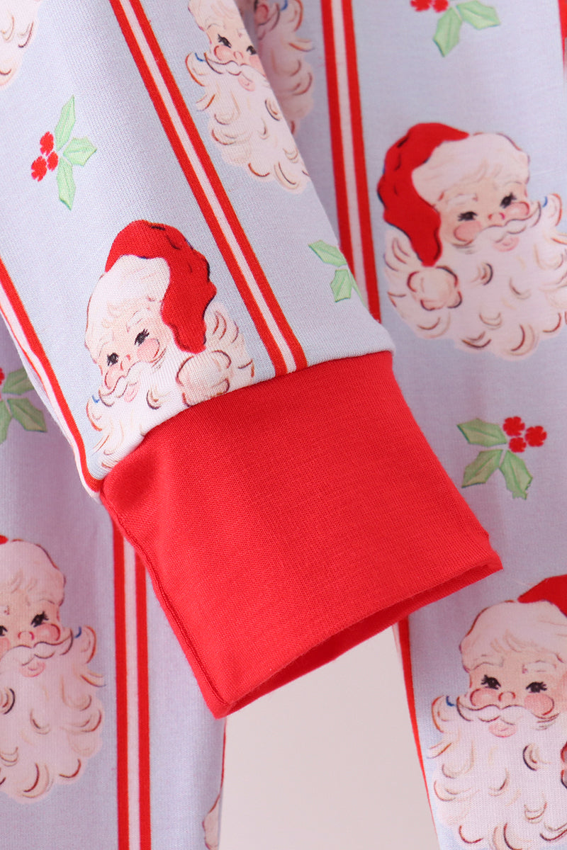 Blue Santa Claus Bamboo Pajama Set - Sweet Christmas Comfort for Little Boys