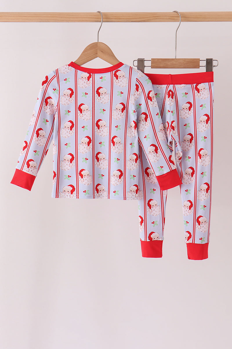 Blue Santa Claus Bamboo Pajama Set - Sweet Christmas Comfort for Little Boys