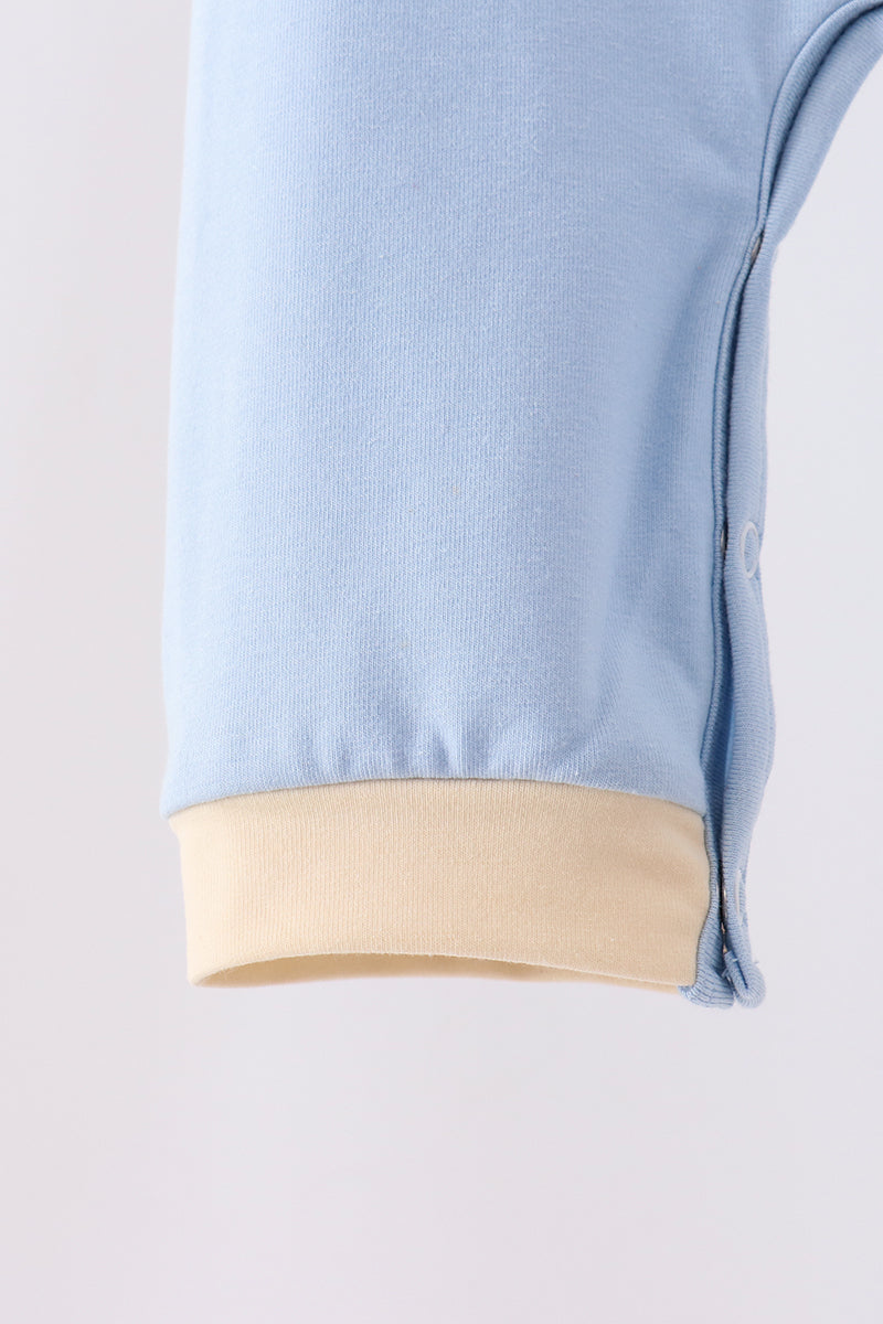 Blue Pumpkin Embroidered Romper - Sweet Fall Style for Baby Boys