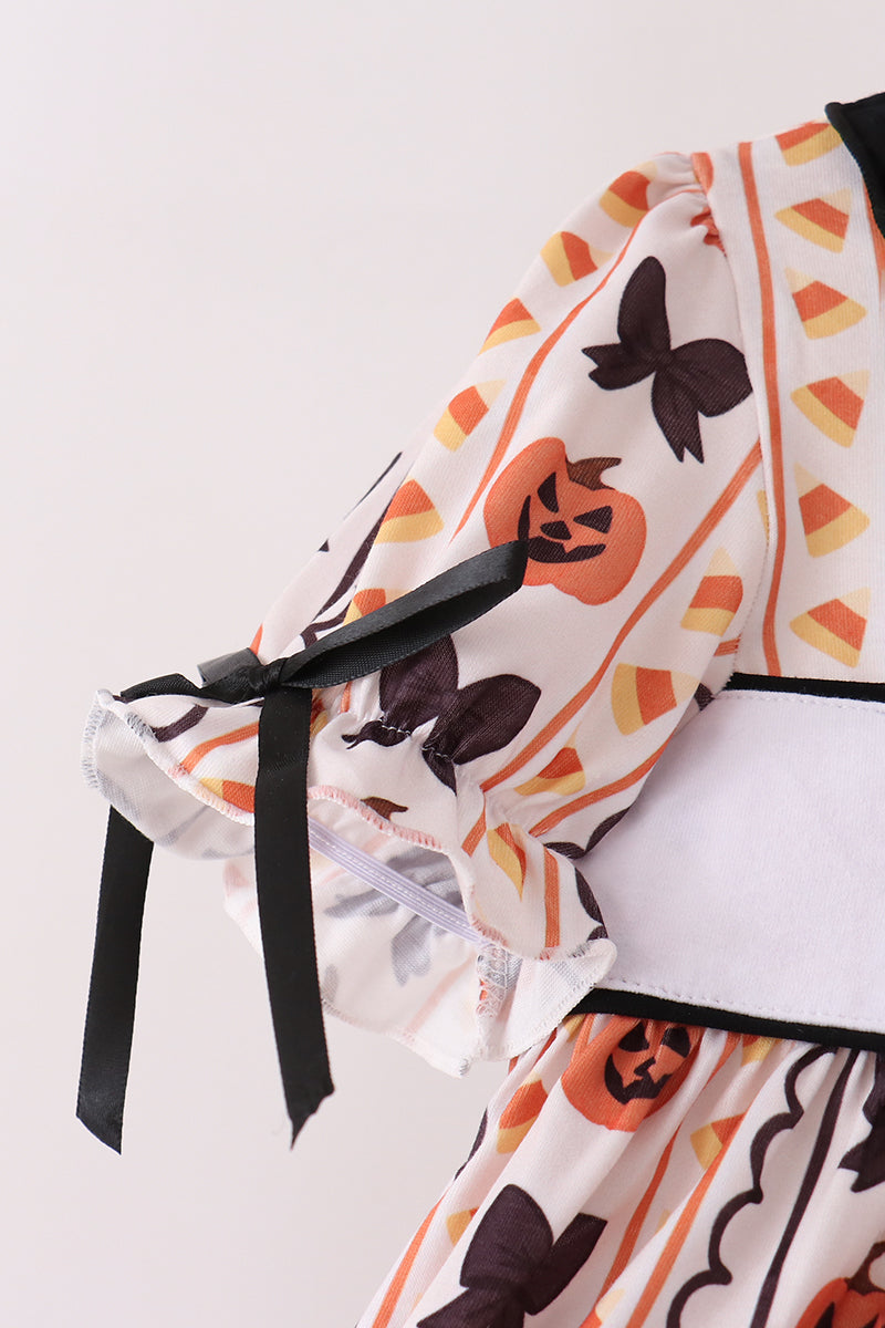 Pumpkin Bow Embroidery Ruffle Pants Set - Sweet Fall Style for Girls