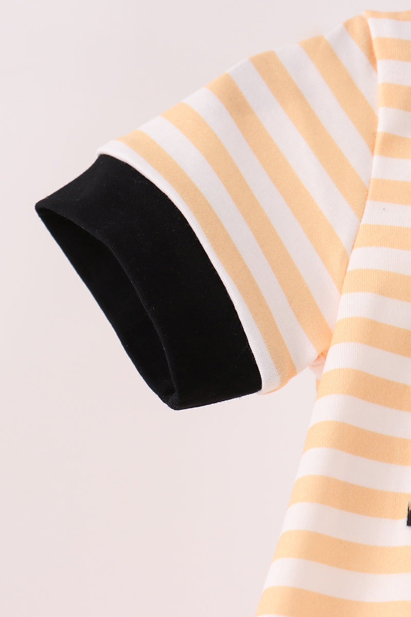 Striped Pumpkin Embroidery Romper - Sweet Baby Boy Fall Style