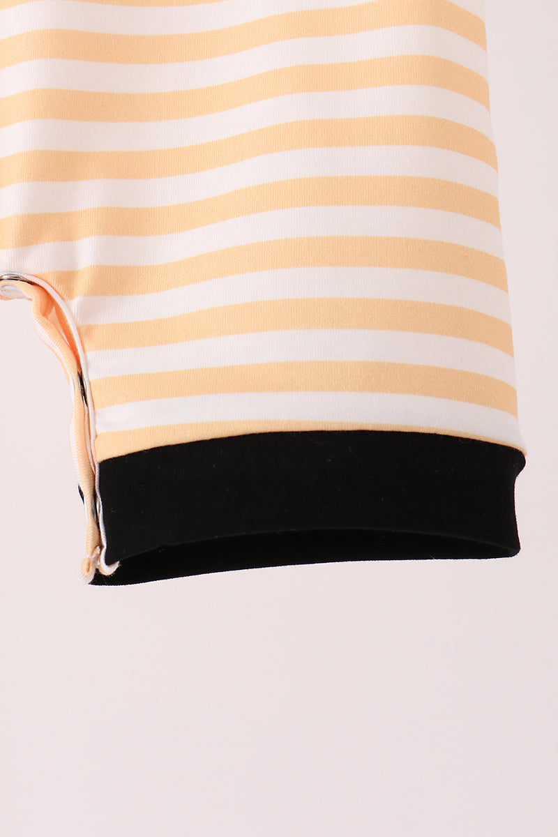 Striped Pumpkin Embroidery Romper - Sweet Baby Boy Fall Style